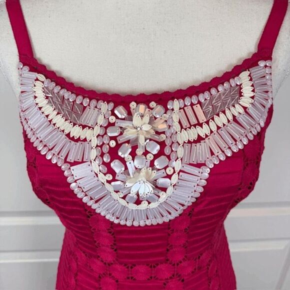Nanette Lepore "Treasure" Dress Embellished Sleeveless Fuchsia Pink Size 4 - Picture 2 of 13